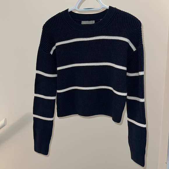 Vince Racked Rib Cotton Stripe in Coastal/Optic White (US small) - Picture 5 of 9